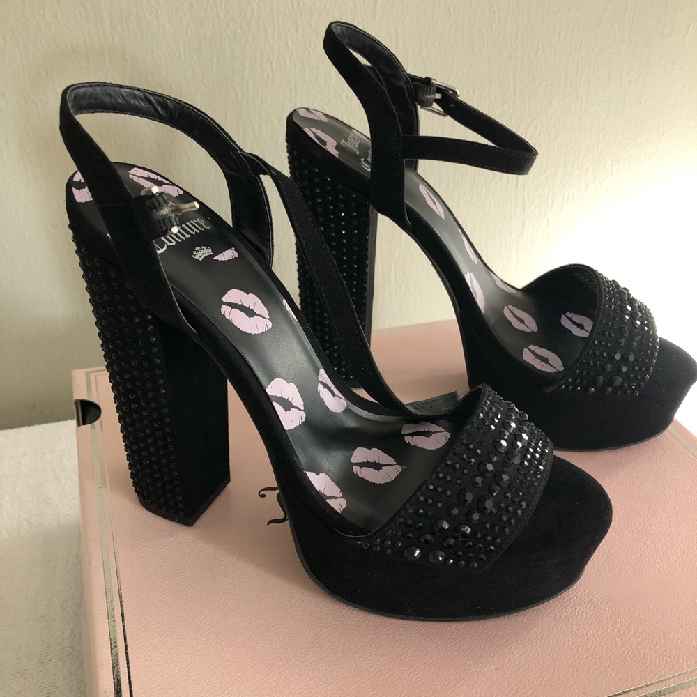 Black Juicy Couture Rhinestone Platform Heels